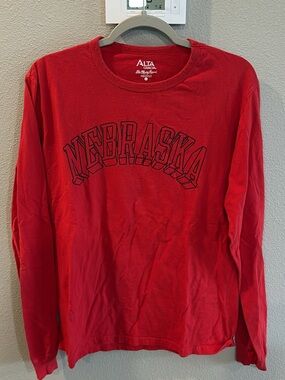 Red "Nebraska" Long-Sleeve Men's Shirt